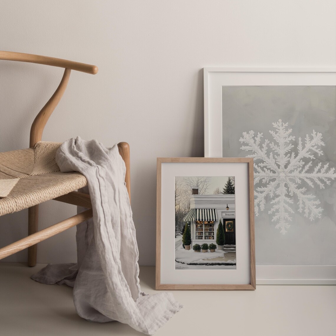 Winter Bookstore Vintage Style Art Print - Image 3