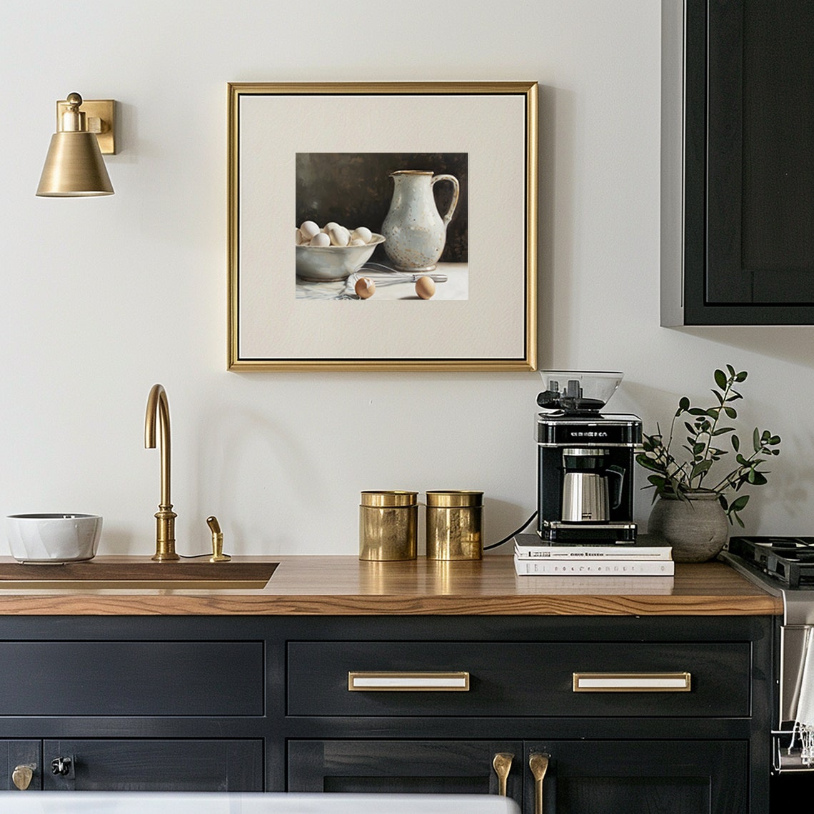 Moody Eggs Pitcher Still Life Vintage Kitchen Farmhouse Art Poster - Image 3