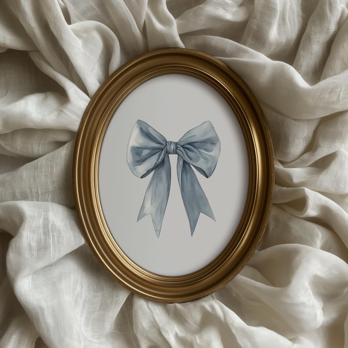 Light Blue Bow Print, Pastel Nursery Wall Art