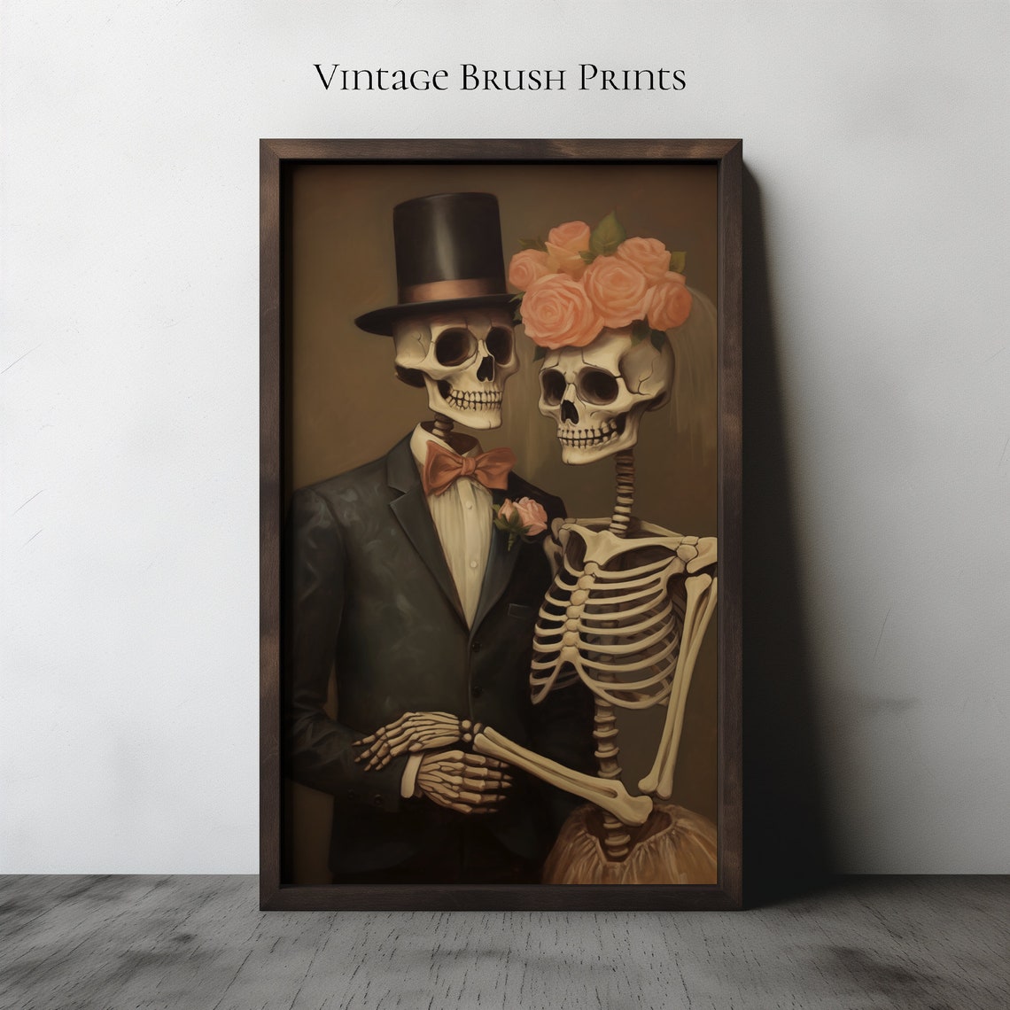 Skeleton Wedding Couple Vintage Gothic Halloween Portrait Poster
