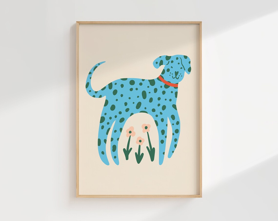 Dalmatian Retro Animal Kids Art Print, Playroom Decor