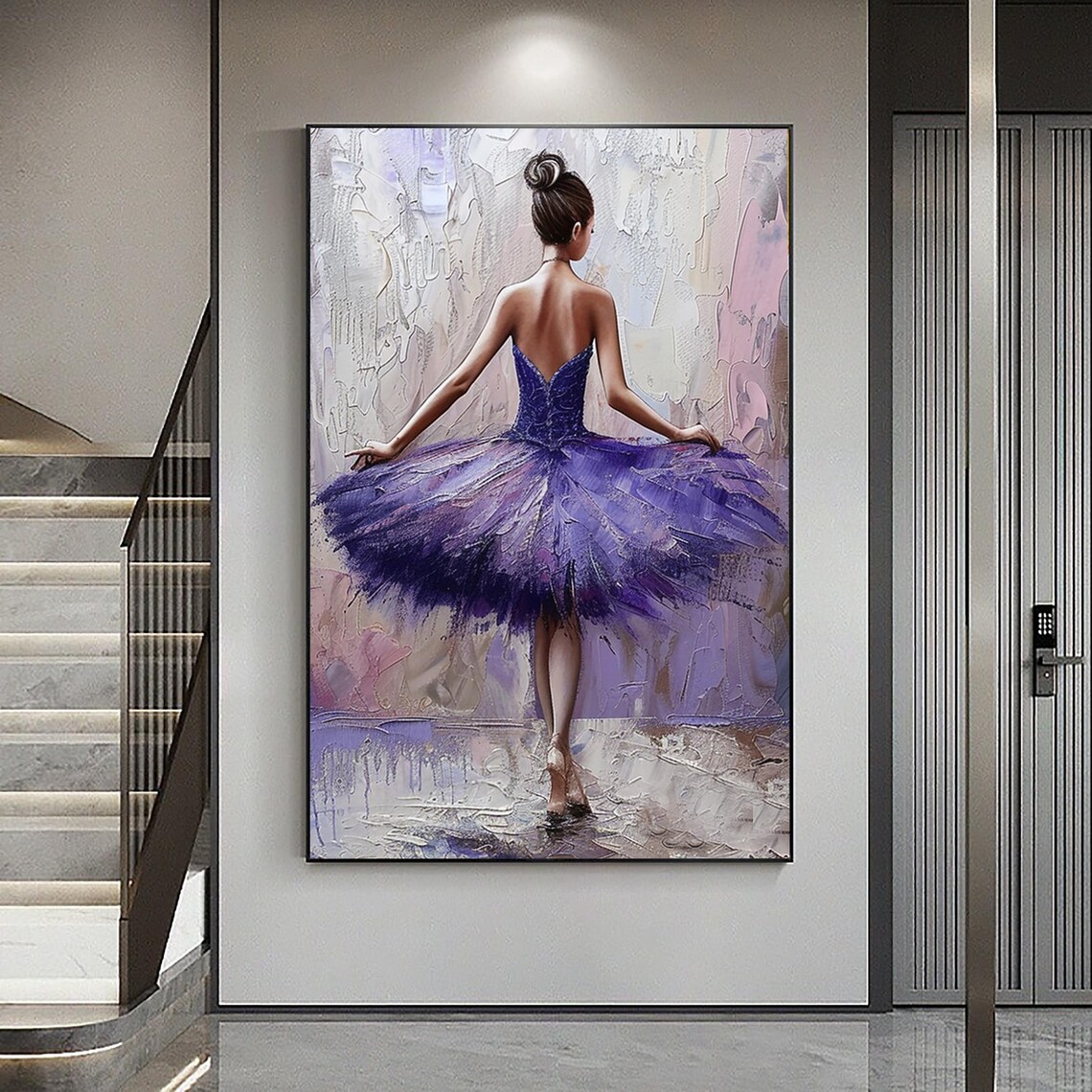 Ballerina Purple Tutu Dress From Behind Oil Painting Dancer Art Poster - Image 3