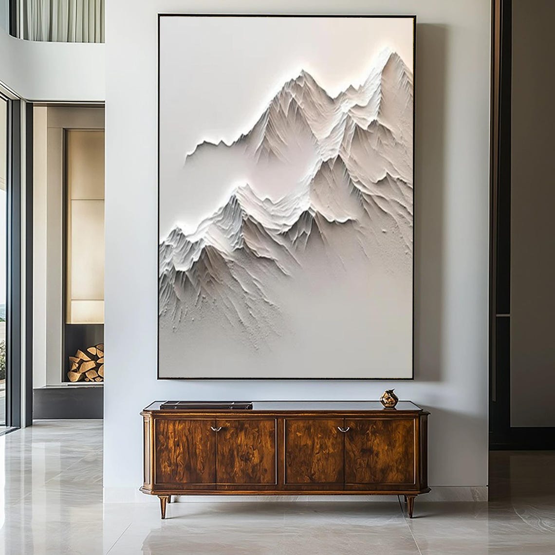 Original White Textured Wall Art Large White 3d Textured Mountain Original White Mountain Painting White Mountain Painting Home Decoration - Image 2