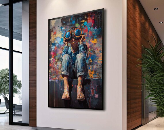 Boy With Big Goggles Colorful Graffiti Splatter Street Art Poster