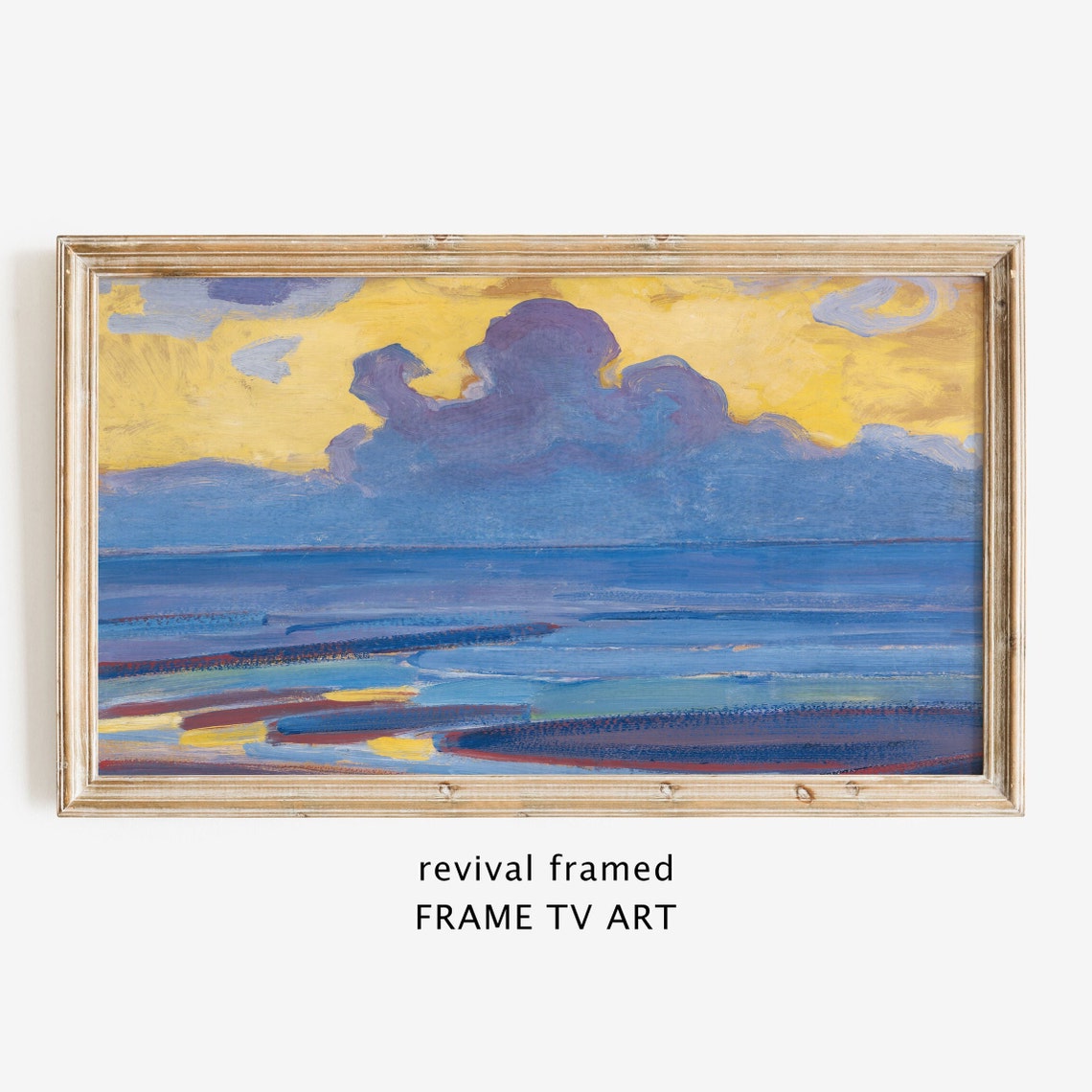 Mondrian Yellow Sky and Purple Clouds Over Deep Blue Sea Poster
