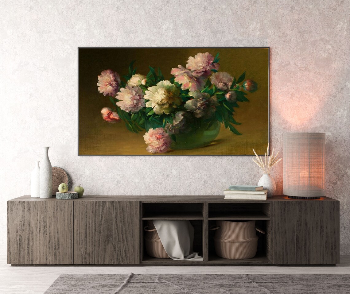 Lush Blush Pink Peonies Bouquet Vintage Floral Still Life Poster - Image 3