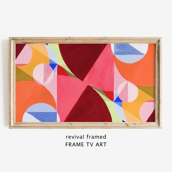 Abstract Geometric Frame Tv Art Maximalist Home Artwork Decor Vintage Oil Painting Instant Large Art Midmod