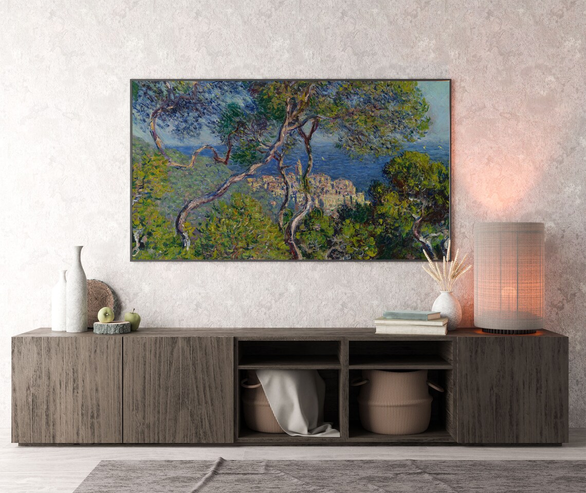 Claude Monet Bordighera Village Sea View Through Pine Trees Landscape Poster - Image 3