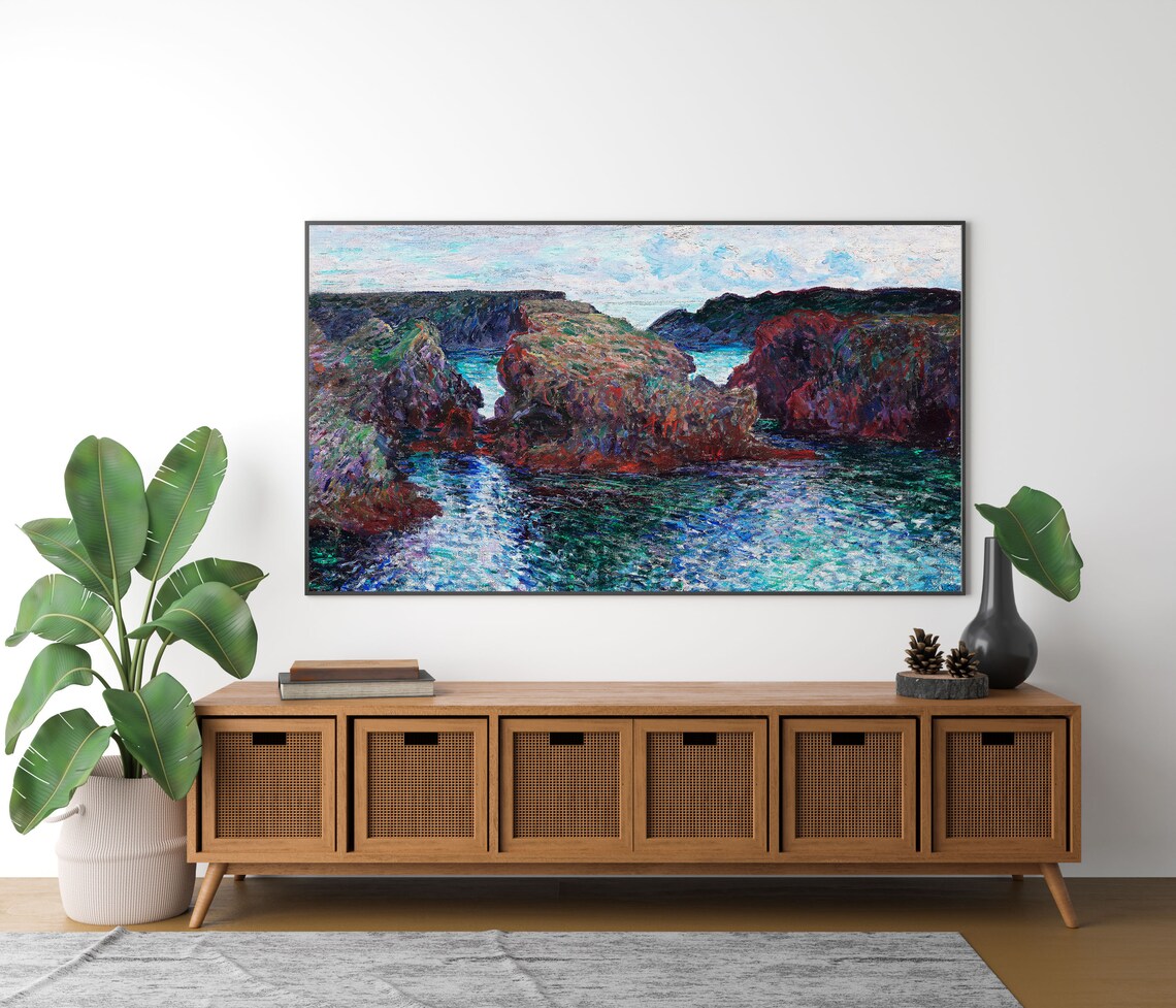 Claude Monet Rocky Cove Vivid Impressionist Coast Seascape Painting Poster - Image 3