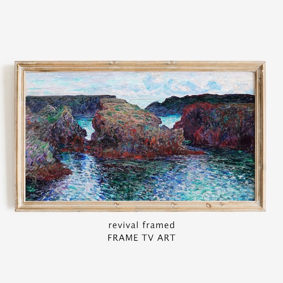 Claude Monet Rocky Cove Vivid Impressionist Coast Seascape Painting Poster