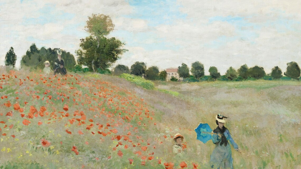 Claude Monet Poppies Wild Poppy Field Woman Parasol Impressionist Wall Art - Image 2
