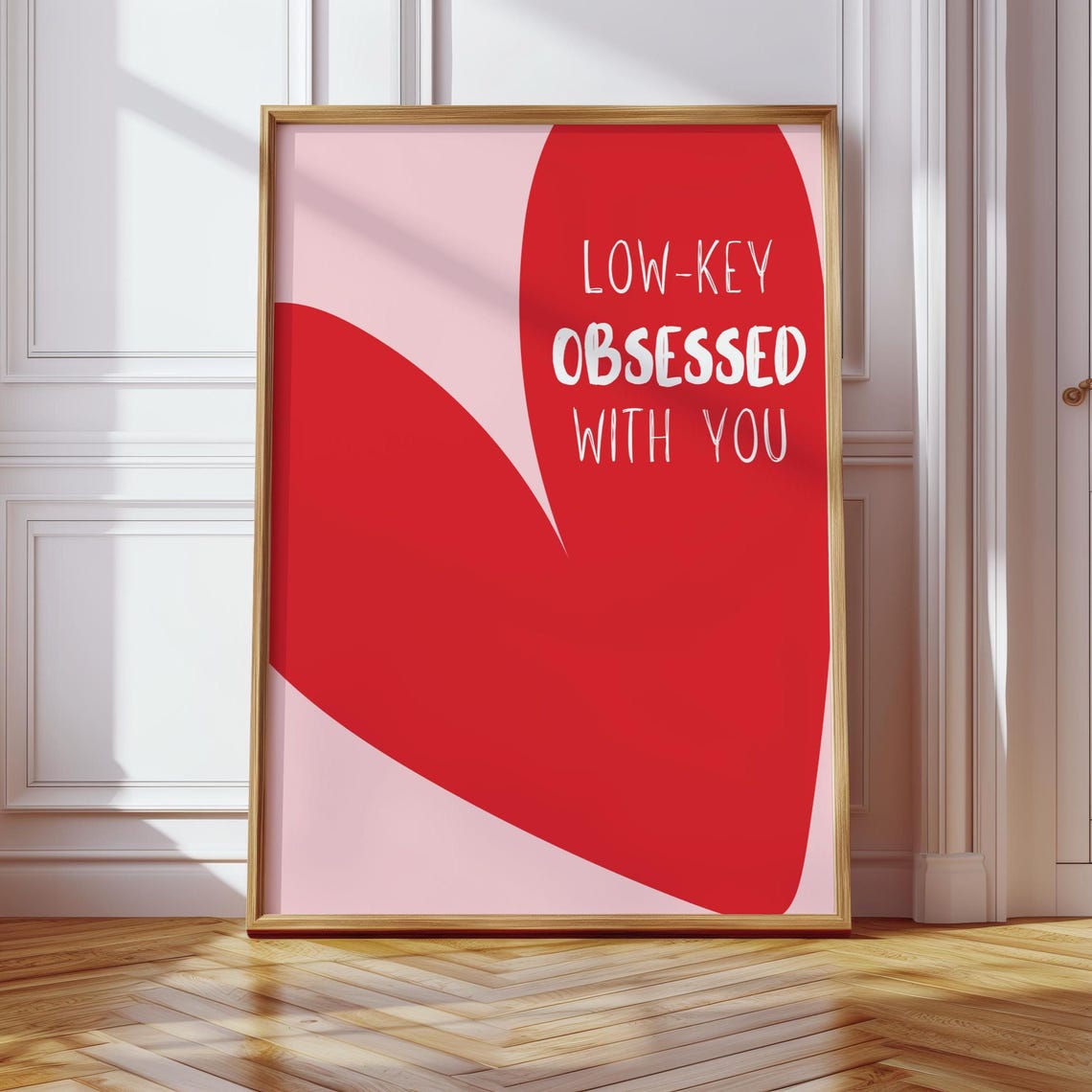 Low-Key Obsessed With You Red Heart Trendy Romantic Quote Poster