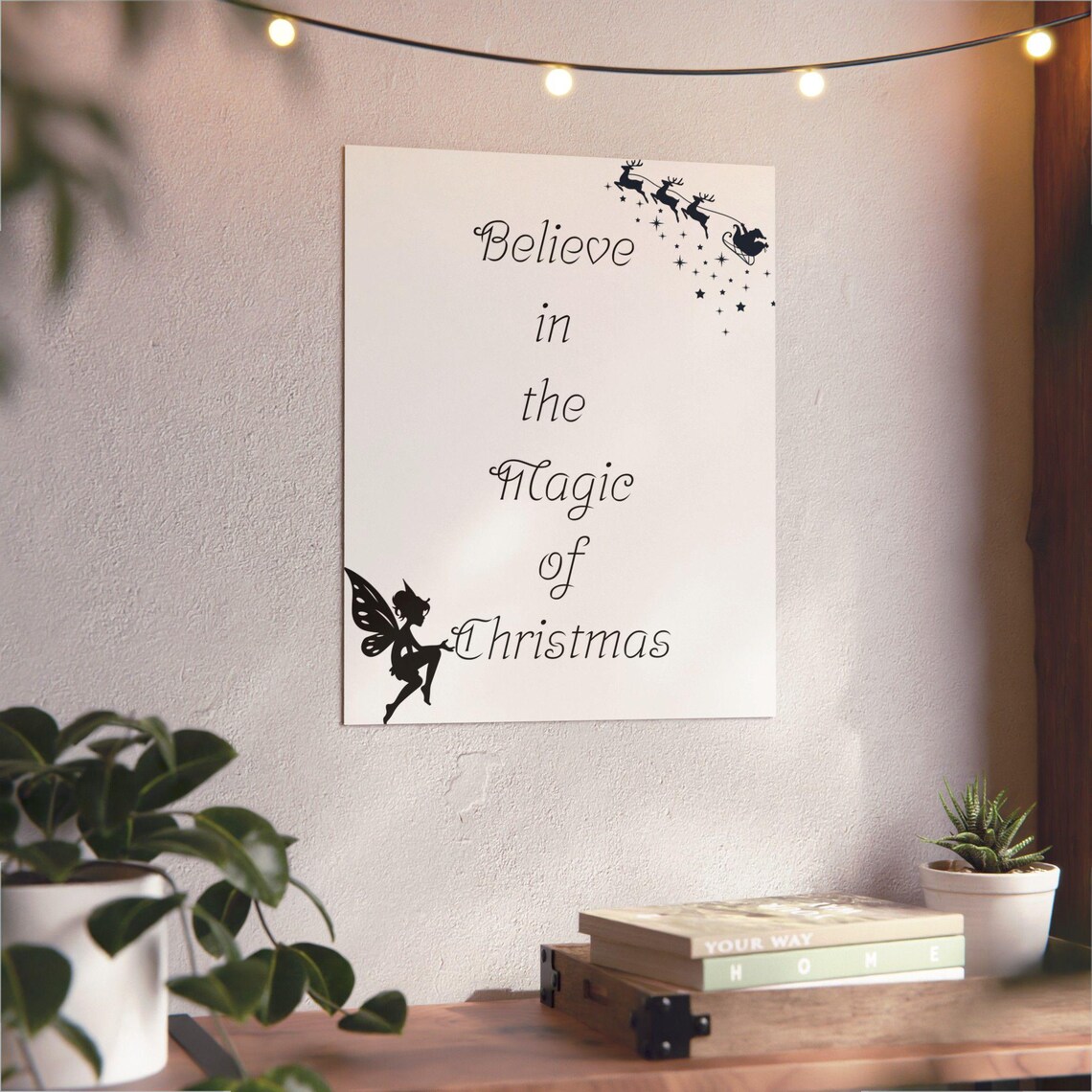Believe In The Magic Of Christmas Fairy Silhouette Night Poster - Image 3