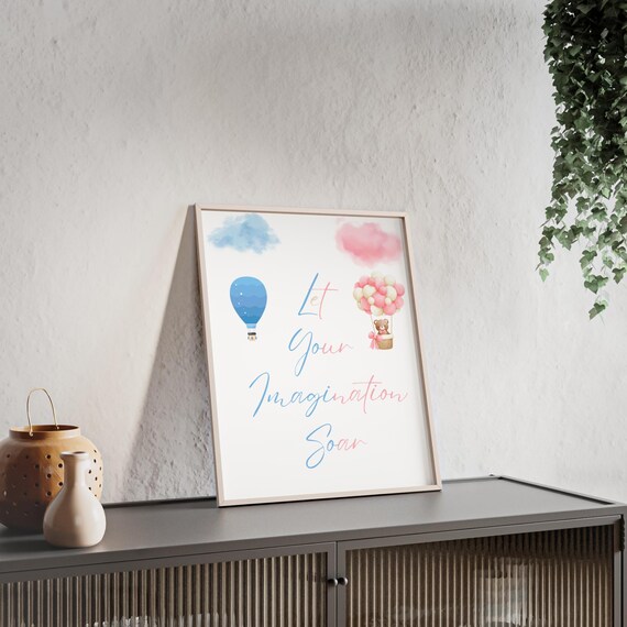 Let Your Imagination Soar Hot Air Balloon Dreamy Nursery Poster