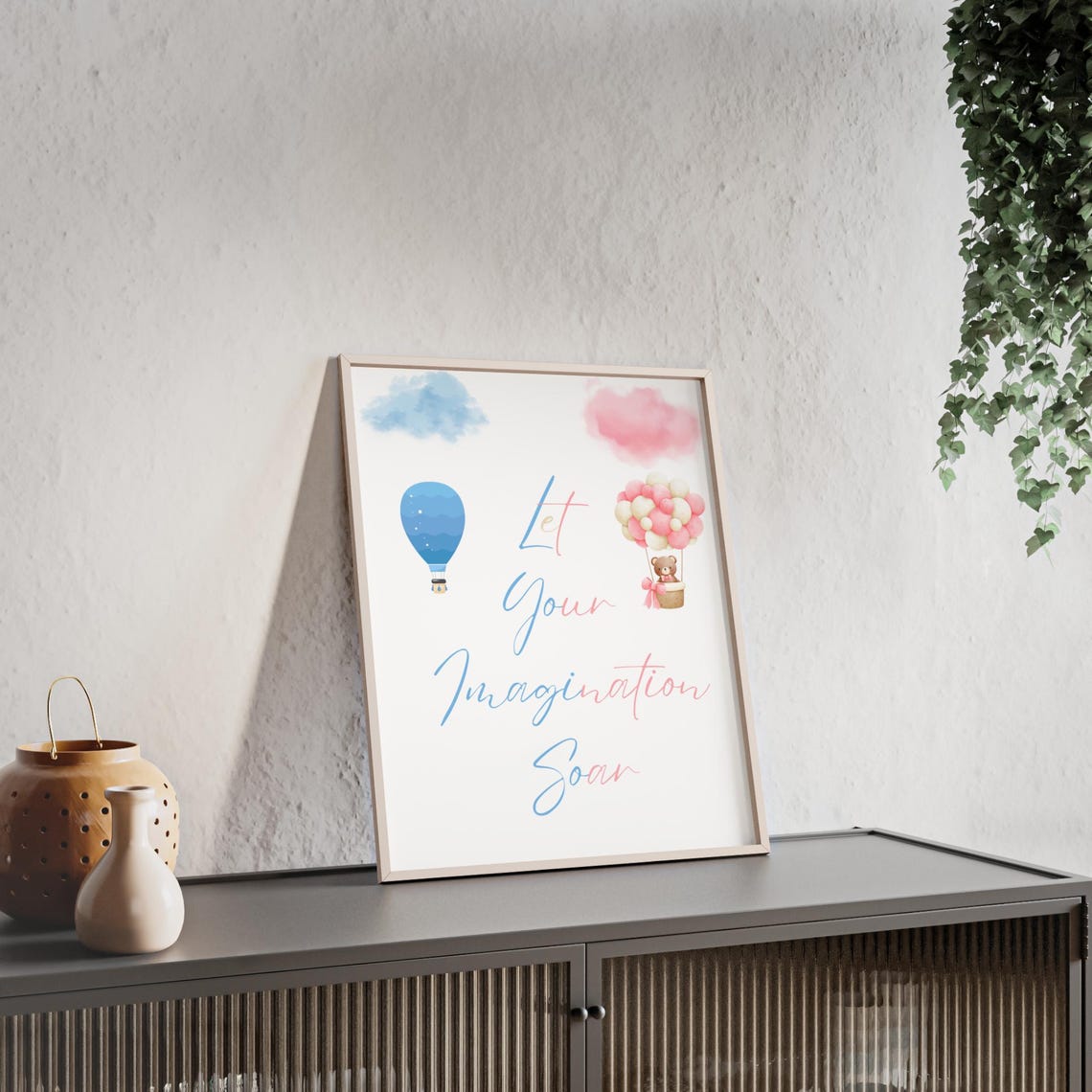 Let Your Imagination Soar Hot Air Balloon Dreamy Nursery Poster