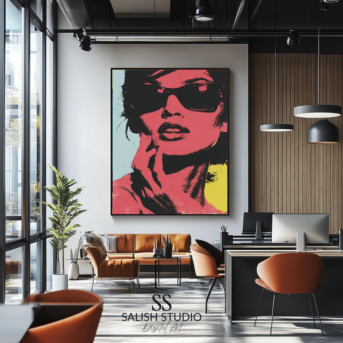 Retro Glamour Pop Art Woman Poster Bold Pink Midcentury Muse