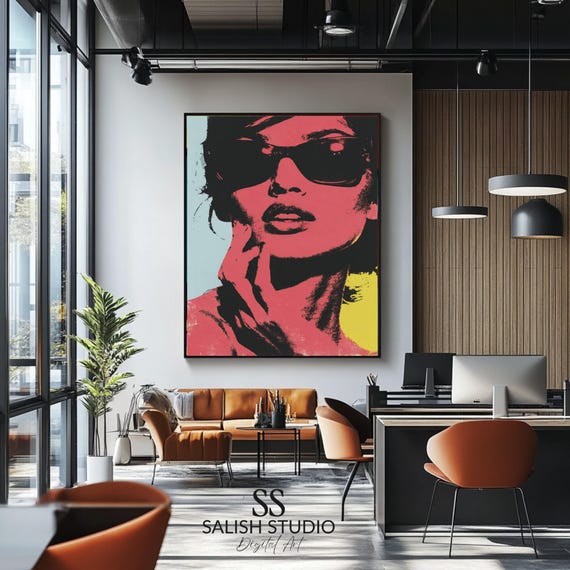 Retro Glamour Popart Portrait Midcentury Female Art