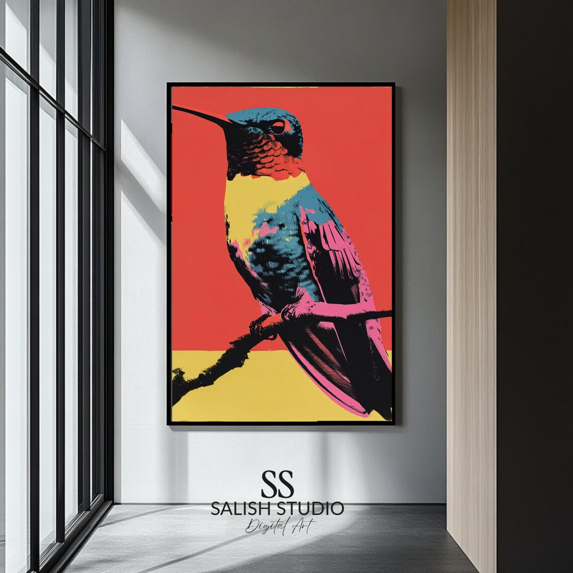 Pop Art Hummingbird Poster Vibrant Bird Colorful Wildlife Art