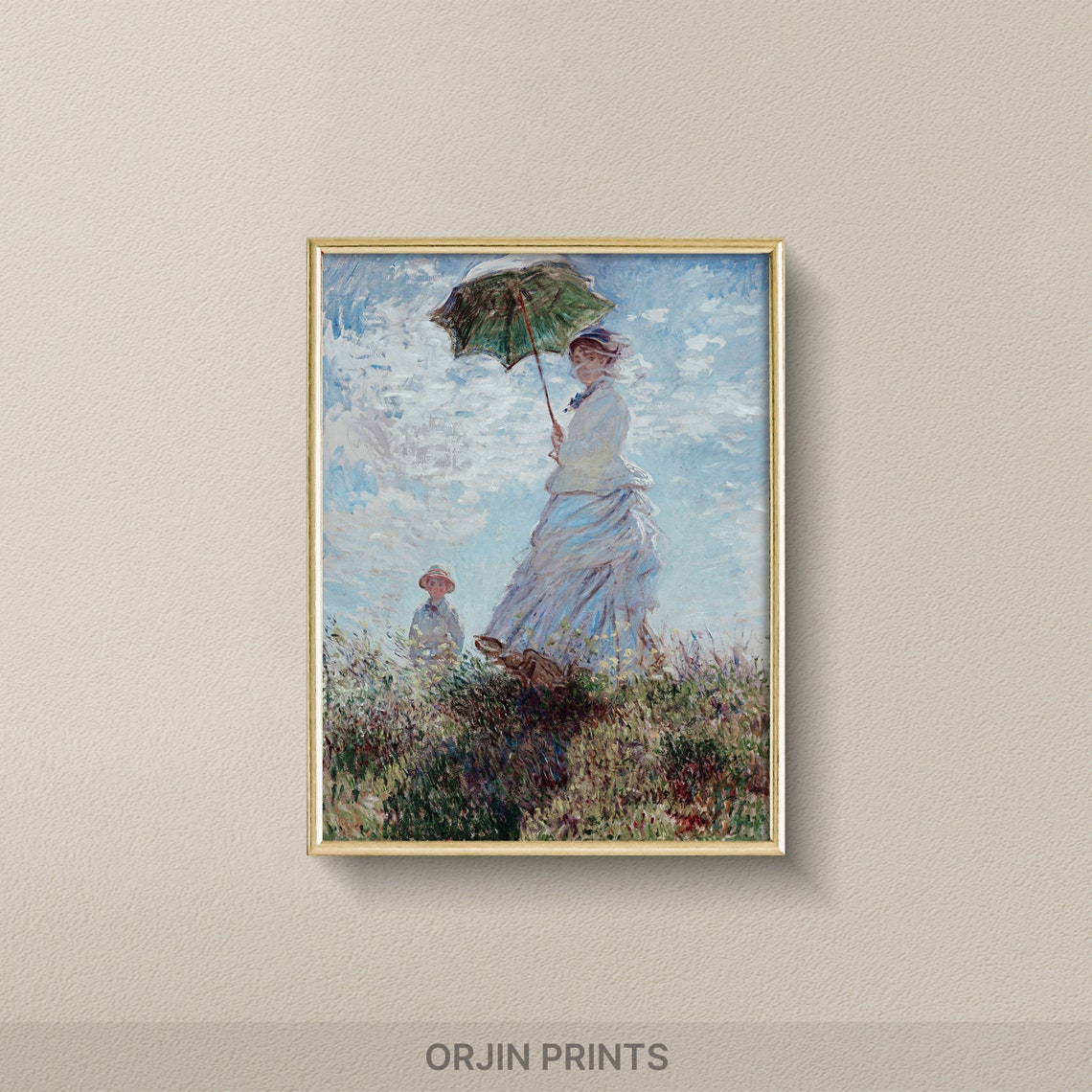 Monet Woman With Parasol Meadow Impressionist Masterpiece Poster