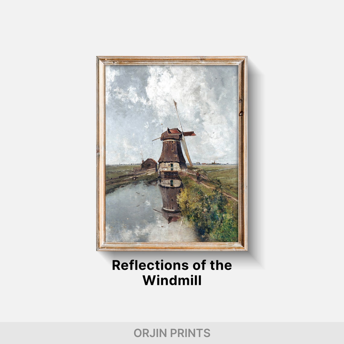 Serene Windmill Landscape Art Tranquil Skies Natures Beauty Orjin Prints 40 - Image 2