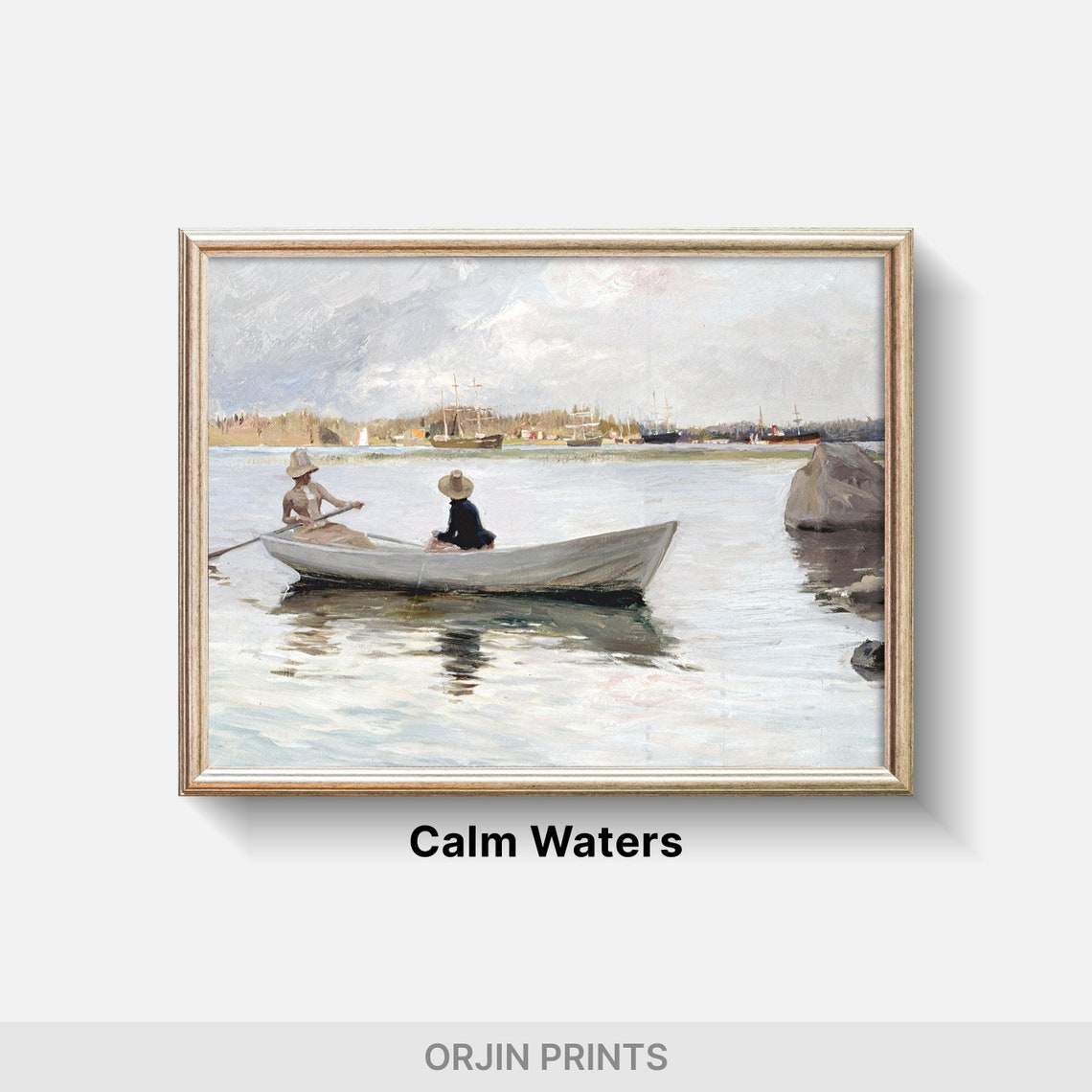 Tranquil River Scene Wall Art Peaceful Water Reflections Countryside Village Decor Orjin Prints 2164 - Image 2