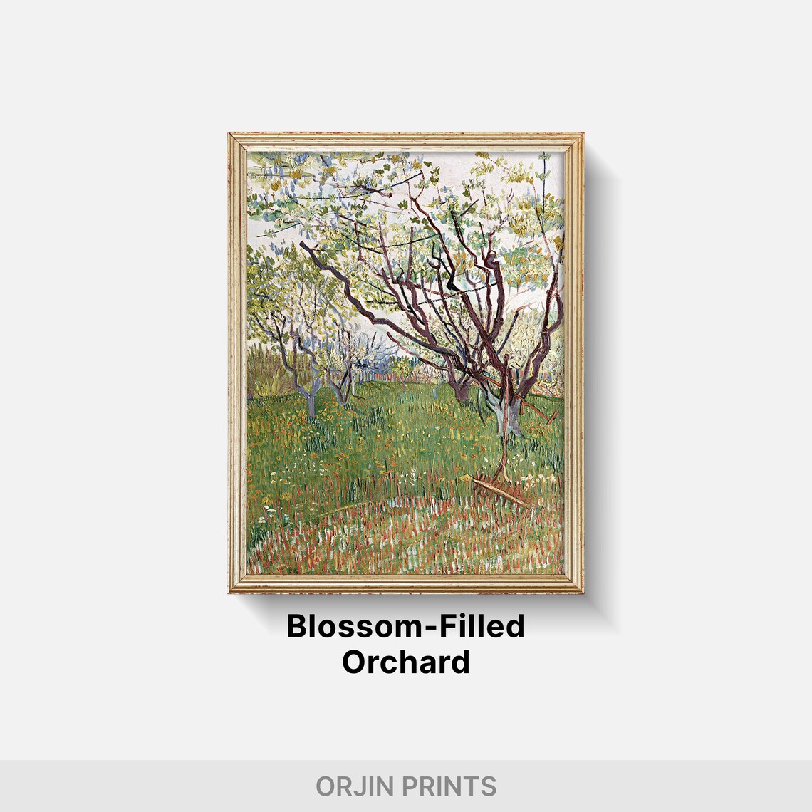 Blossoming Orchard Spring Meadow Vibrant Impressionist Vintage Art Poster - Image 2