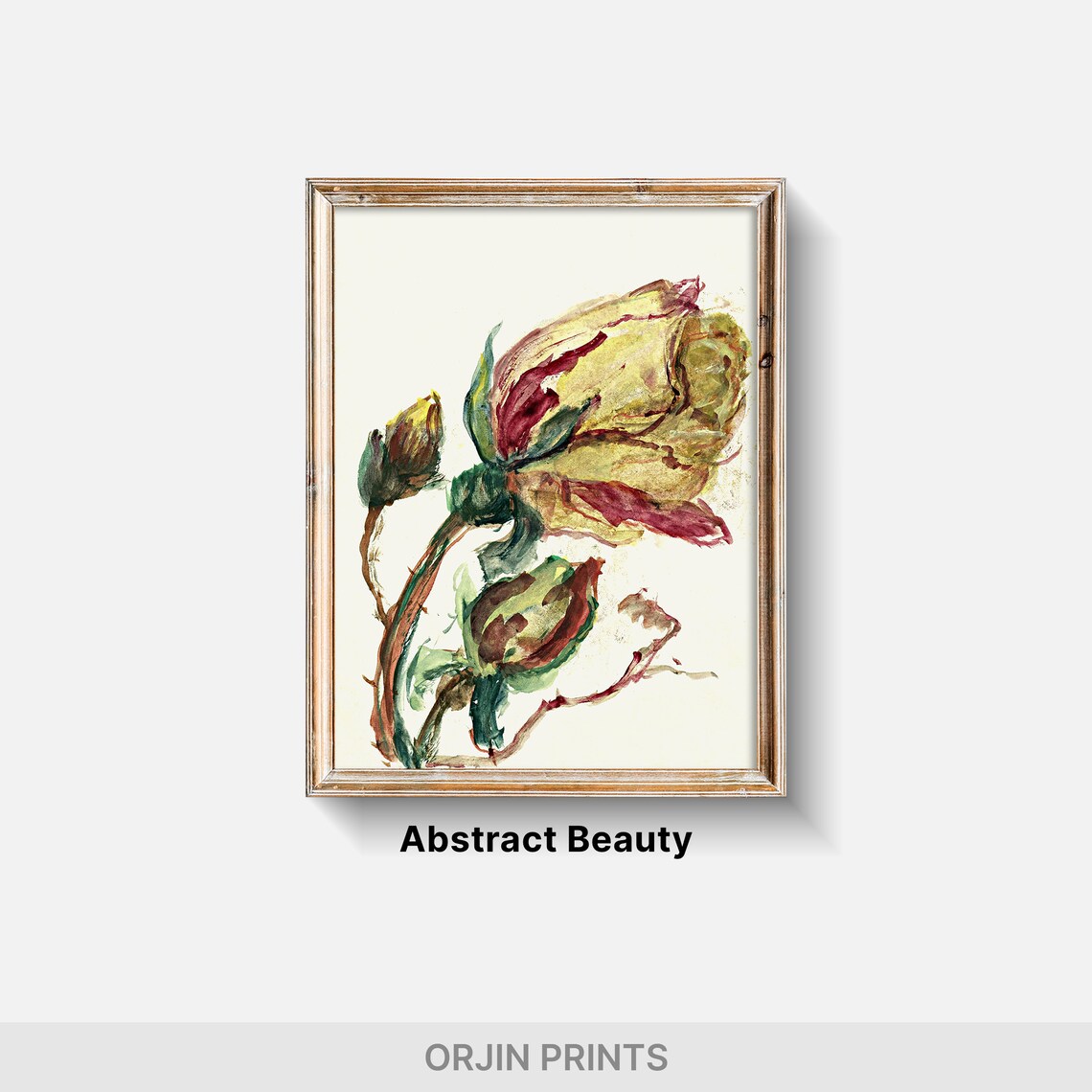 Expressive Watercolor Rose Buds Loose Botanical Floral Poster - Image 2