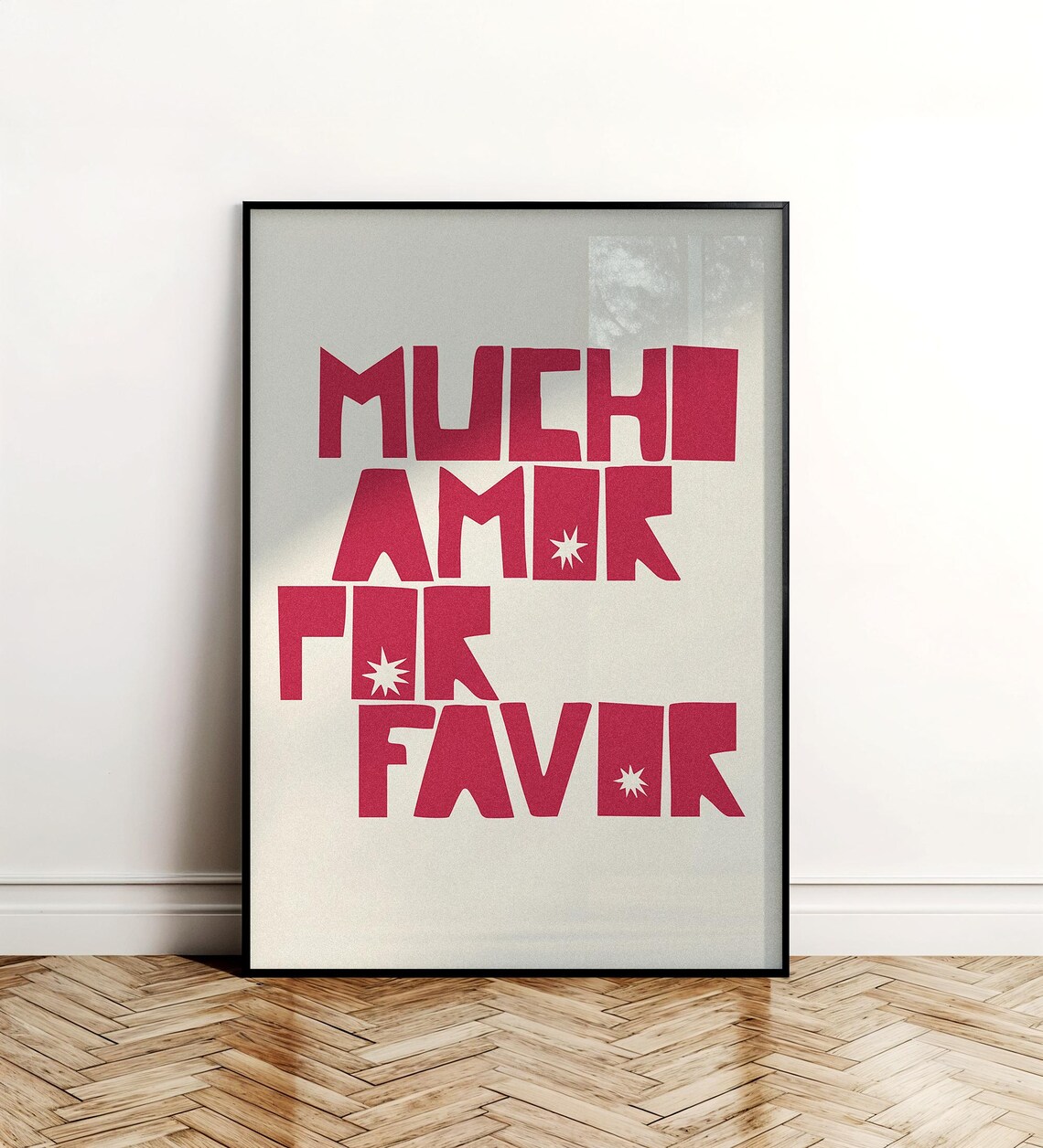 Mucho Amor Por Favor Red Retro Typography Spanish Love Quote Art Poster