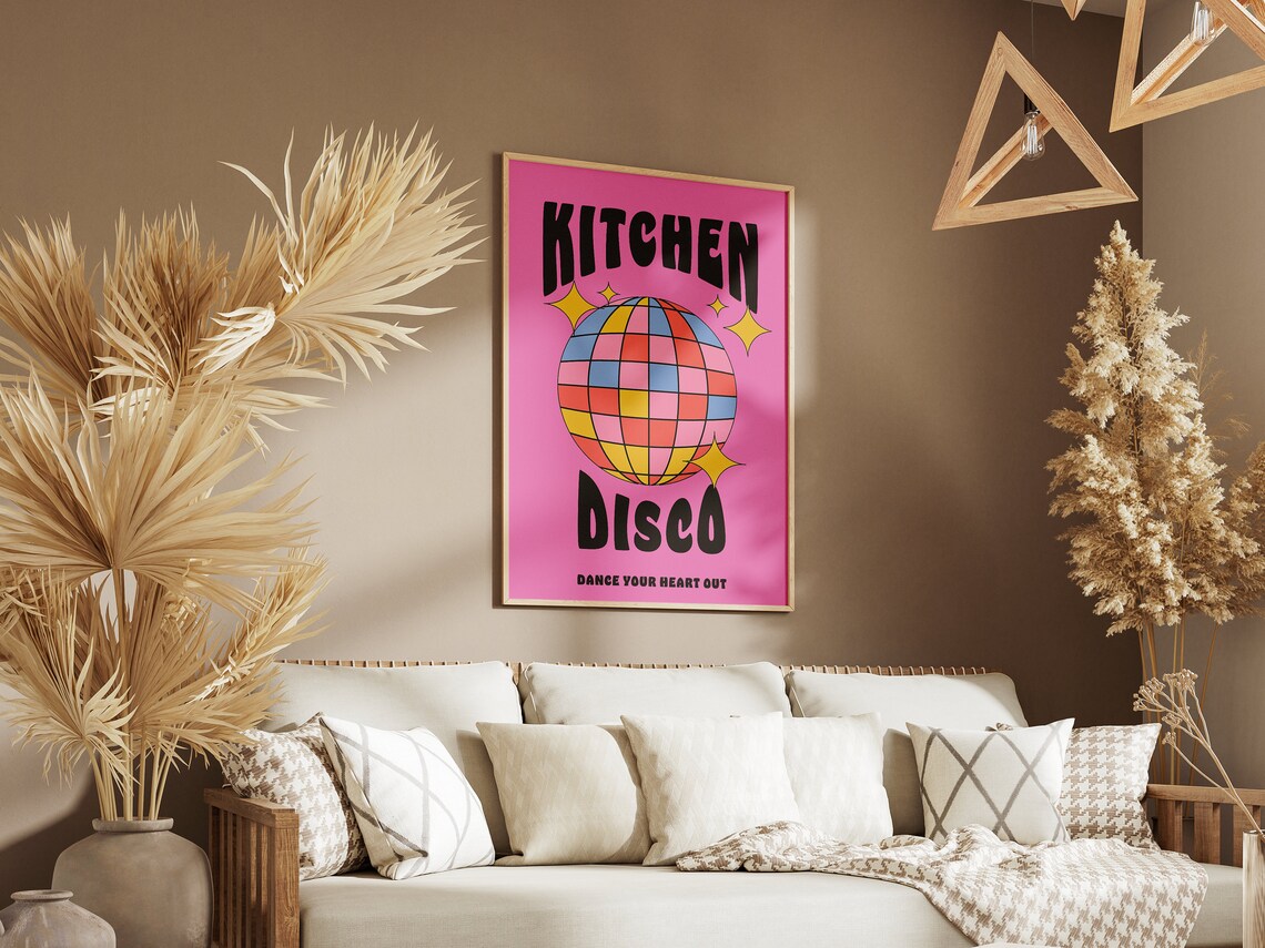 Hot Pink Kitchen Disco Dance Your Heart Out Retro Party Poster - Image 3