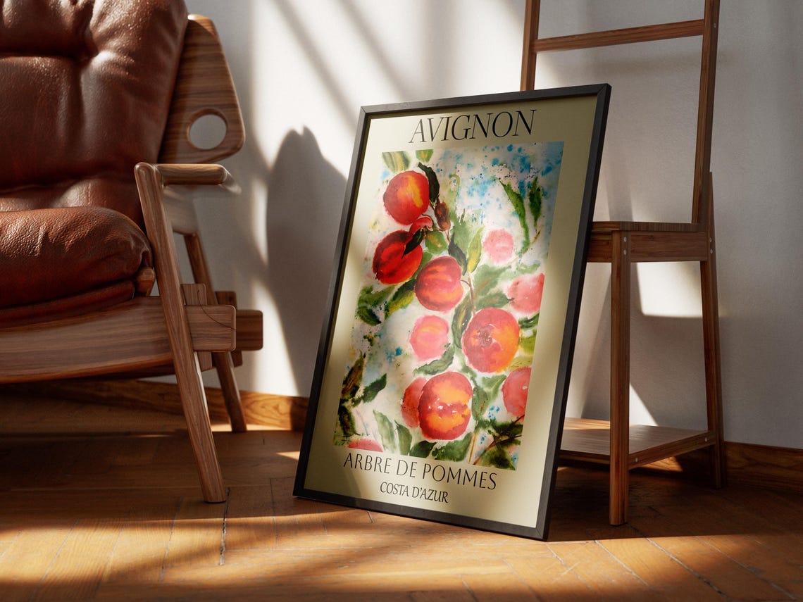 Avignon Apple Tree Orchard Watercolor French Market Style Poster - Image 3
