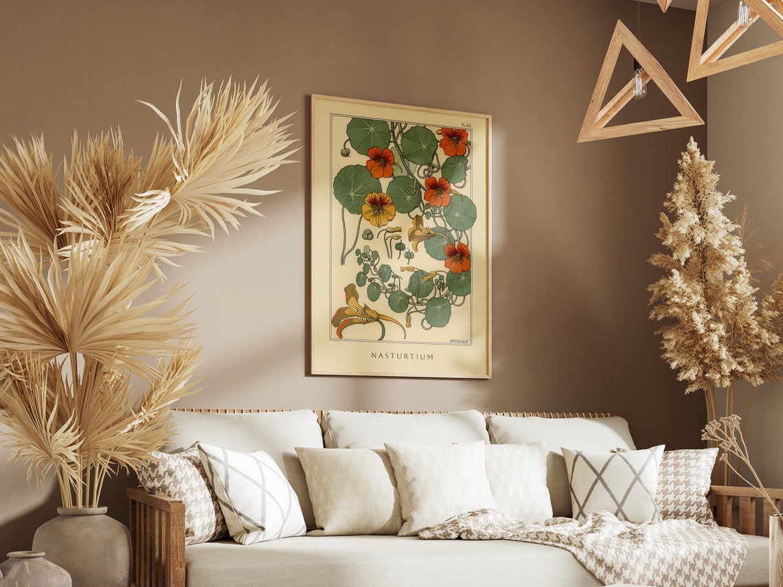 Elegant Nasturtium Flower Vintage Botanical Plate Art Poster - Image 2