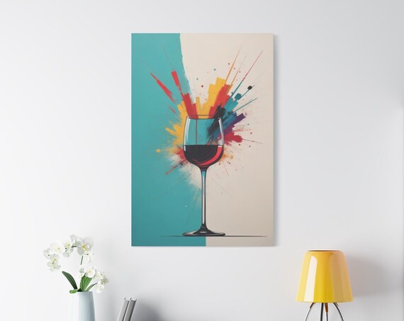 Red Wine Glass Color Splash Modern Minimal Abstract Kitchen Poster