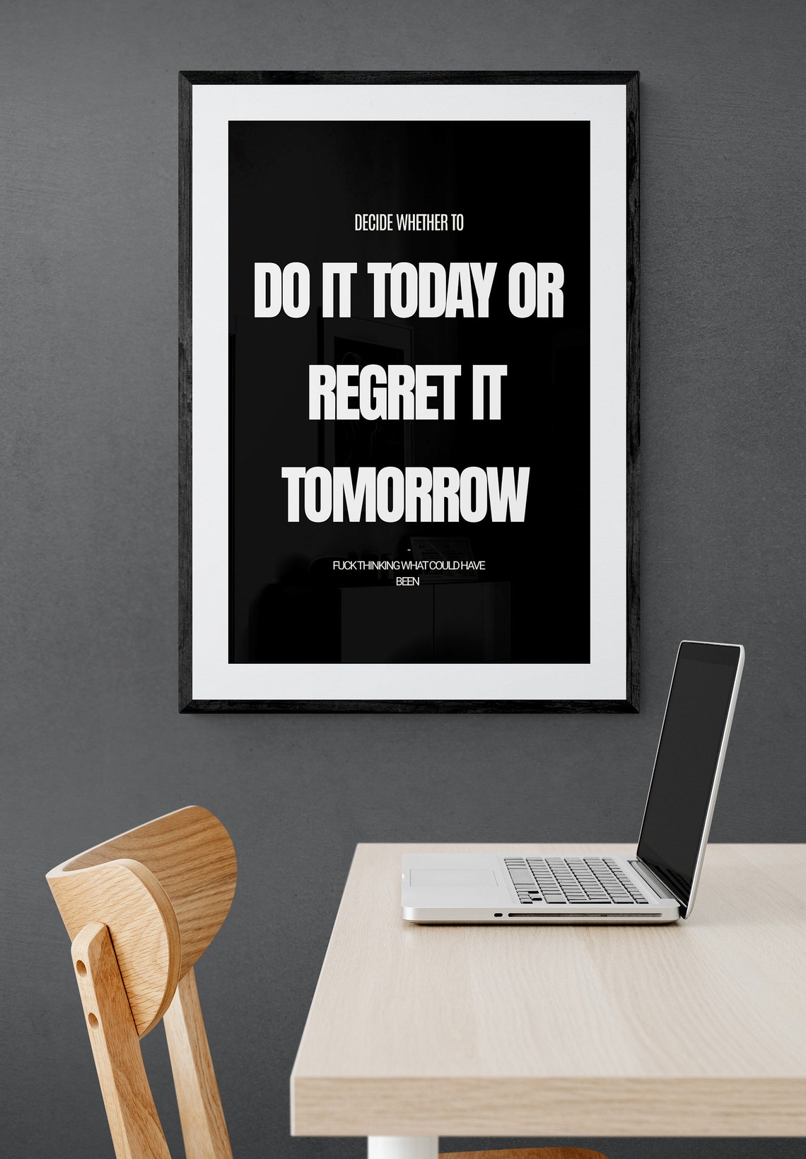 Do It Today or Regret It Tomorrow Anti Procrastination Quote Poster - Image 2