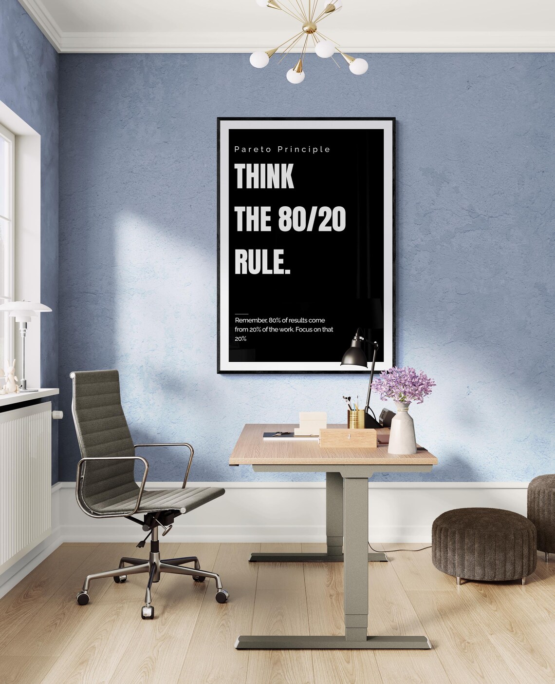 8020 Rule Pareto Principle Art Print, Hustle Motivation - Image 2
