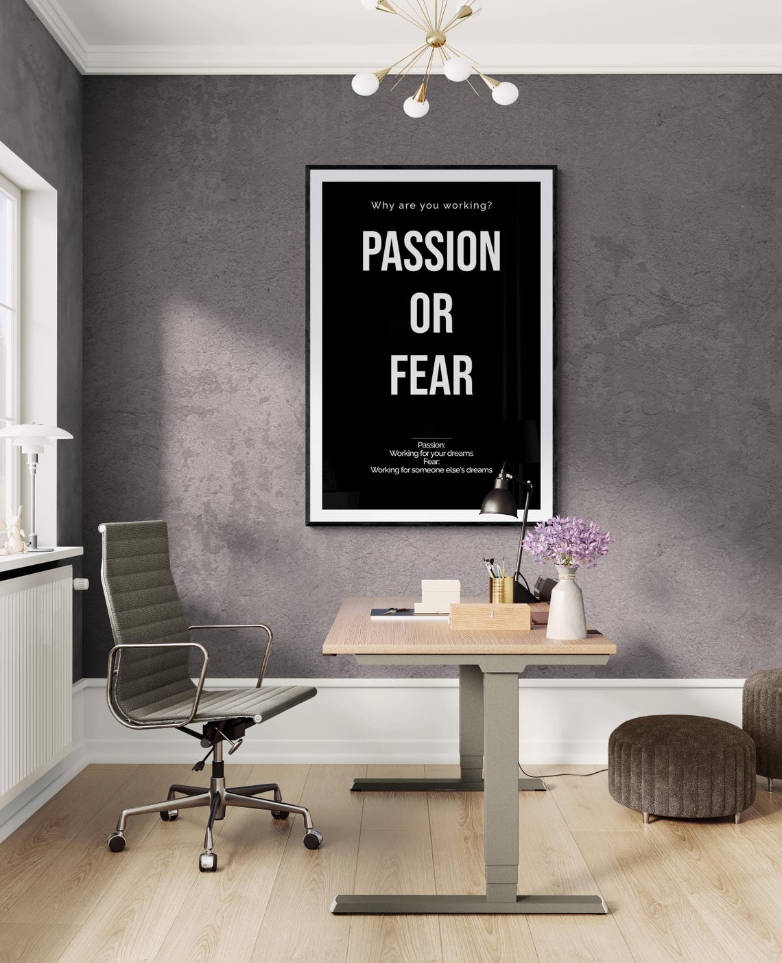 Passion or Fear Daily Motivational Quote Poster for Entrepreneurs - Image 2