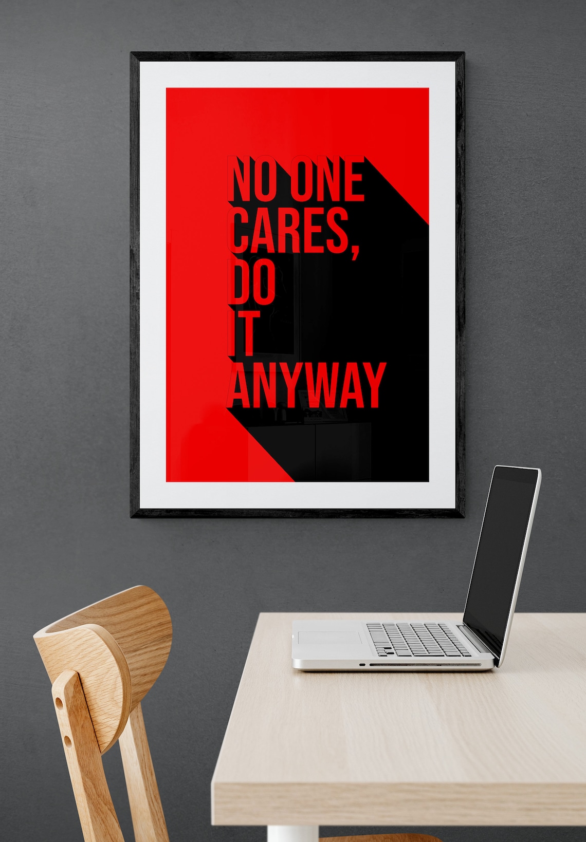 No One Cares Do It Anyway Bold Red Black Motivational Poster - Image 2