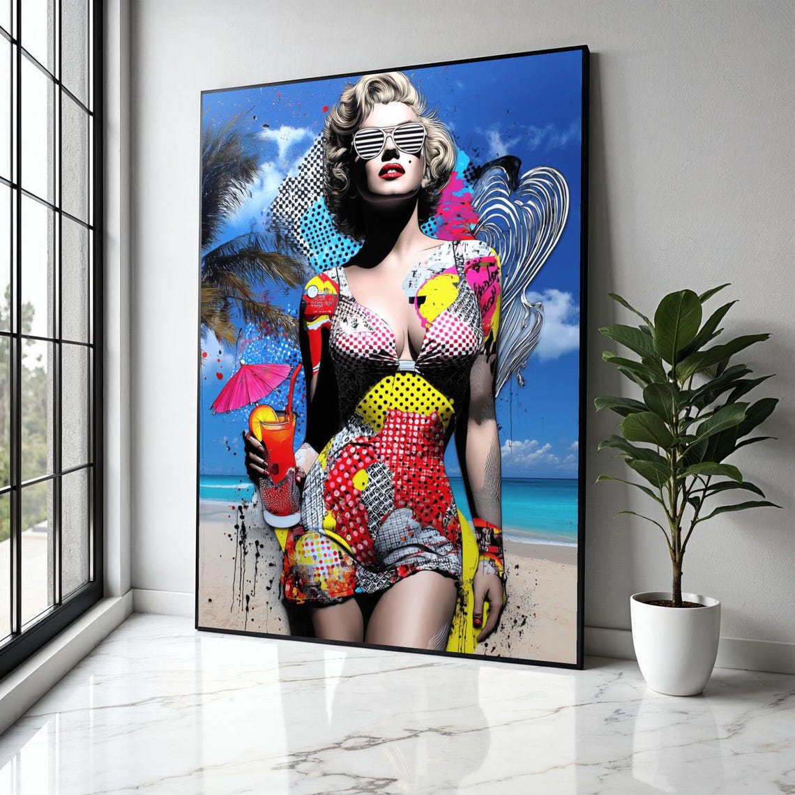 Marilyn Monroe Pop Art Beach Cocktail Summer Retro Icon Poster