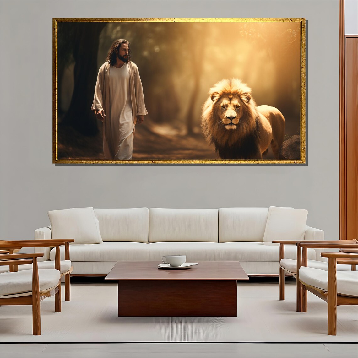 Jesus And Lion, Inspirational Christian Wall Art - Image 3