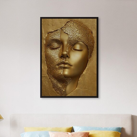 Cracked Gold Face Luxury Minimalist Sculpture Portrait Poster