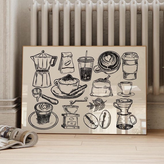 Kitchen Wall Art Coffee Bar Art Prints Kitchen Prints Trendy Poster Coffee Print Coffee Wall Art