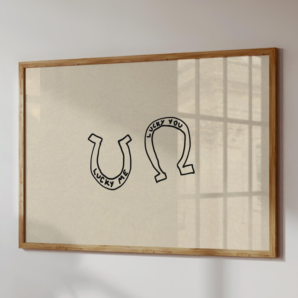 Western Horseshoe Print, Lucky Me You Hand Drawn