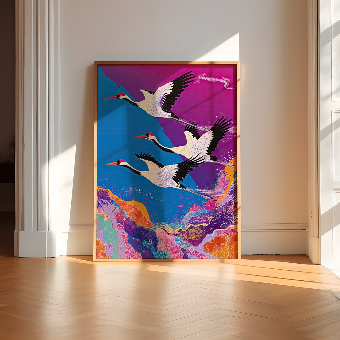 New Age Crane Art Tokyo Poster, Japanese Modern Print