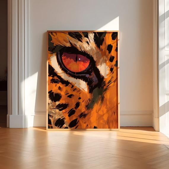 Leopard Wall Art Maximalist Decor Print Poster Cheetah Expressionist Painting