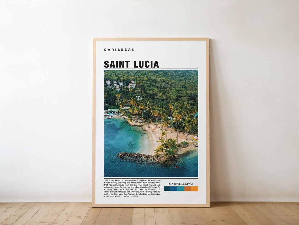 Saint Lucia Print Vintage Poster Wall Art Photo Caribbean