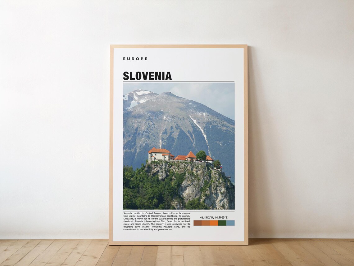 Fairytale Lake Bled Slovenia Castle Mountain Photo Travel Poster