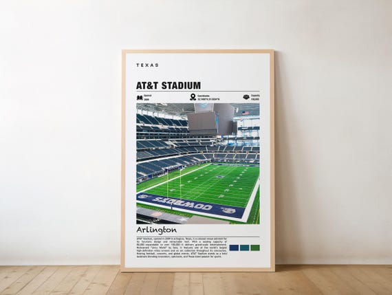 Att Stadium Print Texas Poster Views Art Charm Beauty Sports Venue Scenic Structureevent Destination