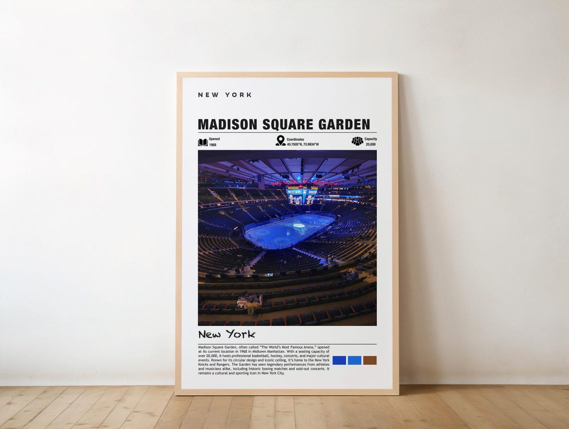 Madison Square Garden New York Arena Interior Night Sports Poster