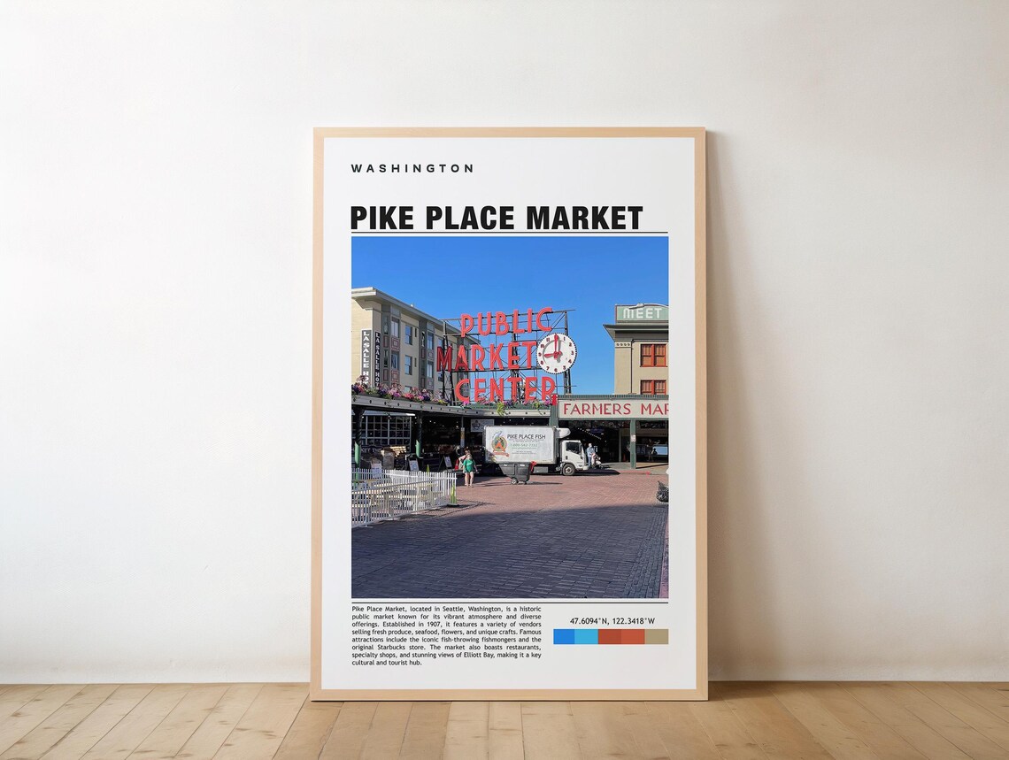 Pike Place Market Seattle Public Market Center Sign Travel Poster