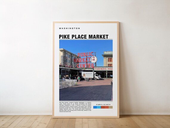 Pike Place Market Seattle Public Market Center Sign Travel Poster