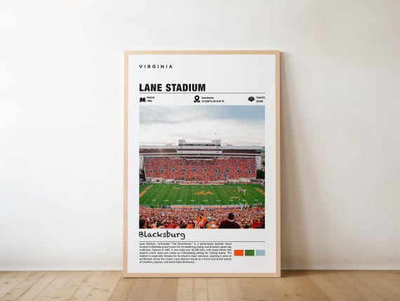 Lane Stadium Print Virginia Poster Blacksburg Views Art Urban Charm Football Arena Sports Venue City Landmarkblacksburg